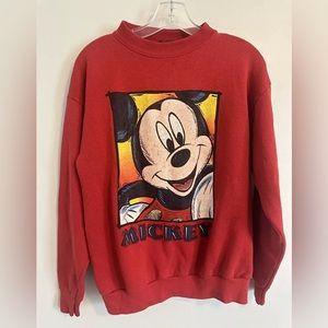 Vintage Mickey Unlimited Sweatshirt Disney Mickey Mouse Red Brazos Made USA Med